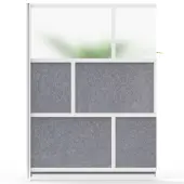 Luxor Modular Room Divider Wall System Add-On, 53"" x 70"", Gray