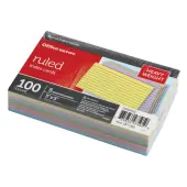 Office Depot® Brand Heavy-Weight Index Cards, 3"" x 5"", Ruled, Assorted Rainbow, 100 Cards Per Pack