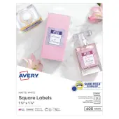 Avery® Printable Blank Labels, 22805, Square, 1.5"" x 1.5"", White, Pack Of 600
