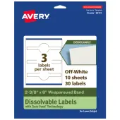 Avery® Dissolvable Labels With Sure Feed® Technology, 94117-DWMP10, Cigar, 2-3/8""x8"", Matte Off-White, Pack Of 30