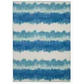 Linon Washable Outdoor Area Rug, Weston, 3' x 5', Ivory/Blue