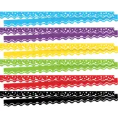 Barker Creek® Double-Sided Scalloped-Edge Border Strips, 2 1/4"" x 36"", Happy, 13 Strips Per Pack, Set Of 6 Packs