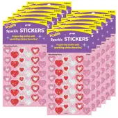Trend Sparkle Stickers, Shimmering Hearts, 72 Stickers Per Pack, Set Of 12 Packs