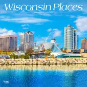 2025 BrownTrout Wisconsin Places Monthly Plastic-Free Square Wall Calendar, 12"" x 12"", American States, January to December 2025, 9781975483081