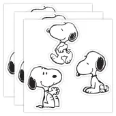 Eureka Paper Cut-Outs, Peanuts Snoopy Assorted, 36 Cut-Outs Per Pack, Bundle Of 3 Packs