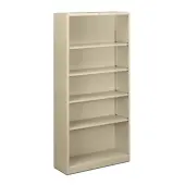HON® Brigade® Steel Modular Shelving Bookcase, 5 Shelves, 72""H x 34-1/2""W x 12-5/8""D, Putty