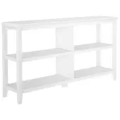 New Ridge Home Goods 30-1/4""H 3-Tier Low Wooden Bookcase, White
