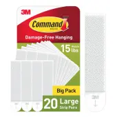 Command Large (15 Lb) Picture Hanging Strips, White, 20 Pairs (40 Strips), 1720620NA