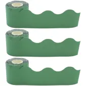 Teacher Created Resources Scalloped Border Trim, Eucalyptus Green, 50' Per Roll, Pack Of 3 Rolls