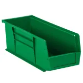 Partners Brand Plastic Stack & Hang Bin Boxes, Small Size, 14 3/4"" x 5 1/2"" x 5"", Green, Pack Of 12