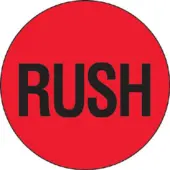 Tape Logic® Preprinted Shipping Labels, DL1740, ""Rush"", 2"" Circle, Red/Black, Roll Of 500