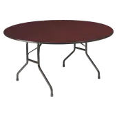Iceberg Premium Wood Laminate Folding Table, Round, 60""W x 60""D, Mahogany/Steel Gray