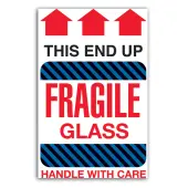 Tape Logic® Preprinted Shipping Labels, DL1980, ""This End Up Fragile Glass Handle With Care"", 4"" x 6"", Red/White, Roll Of 500