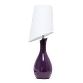 Elegant Designs Curved Ceramic Table Lamp with Asymmetrical Shade, 28.5""H, Purple/White
