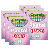 Crayola Pastel Crayons, 3-5/8"", Assorted Colors, 24 Crayons Per Pack, Bundle Of 6 Packs