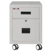 FireKing 18""W Vertical 2-Drawer Mobile Locking Fireproof File Cabinet, Metal, Platinum, Dock-to-Dock Delivery