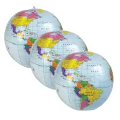 Learning Resources Inflatable World Globes, 12"", Pack Of 3 Globes