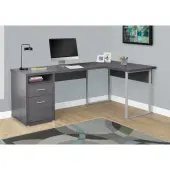 Monarch Specialties 79""W L-Shaped Corner Desk With 2 Drawers, Gray