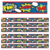 Teacher Created Resources® Straight Border Trim, 3"" x 35"", Superhero, 12 Pieces Per Pack, Set Of 6 Packs