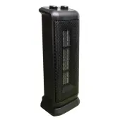 Comfort Glow 1500W Oscillating Ceramic Fan Tower Heater With Thermostat, 5-9/16"" x 17-3/4"", Black