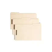 Smead® Reinforced Tab Fastener Folders With Two Fasteners, 1/3-Cut Tab, 8 1/2"" x 14"", Legal, Manila, Box of 50 (19537)