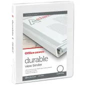 Office Depot® Brand Durable View 3-Ring Binder, 1/2"" Round Rings, White, OD02959