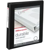 Office Depot® Brand Durable View 3-Ring Binder, 1"" Round Rings, Black