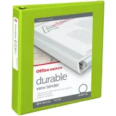 Office Depot® Brand Durable View 3-Ring Binder, 1 1/2"" Round Rings, Green