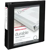 Office Depot® Brand Durable View 3-Ring Binder, 2"" Round Rings, Black