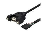 StarTech.com 3ft Panel Mount USB Cable - USB A to Motherboard Header Cable F/F - 3ft USB Data Transfer Cable  - USBPNLAFHD3