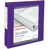 Office Depot® Brand Durable View 3-Ring Binder, 2"" Round Rings, Purple