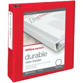 Office Depot® Brand Durable View 3-Ring Binder, 2"" Round Rings, Red