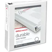 Office Depot® Brand Durable View 3-Ring Binder, 2"" Round Rings, White