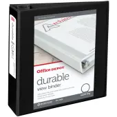 Office Depot® Brand Durable View 3-Ring Binder, 3"" Round Rings, Black