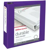 Office Depot® Brand Durable View 3-Ring Binder, 3"" Round Rings, Purple