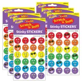 Trend Stinky Stickers, Colorful Smiles/Tutti-Frutti, 96 Stickers Per Pack, Set Of 6 Packs