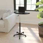 Flash Furniture Height Adjustable Mobile Contemporary Laminate Laptop Desk Workstation, 37-1/2""H x 25""W x 13""D, Black