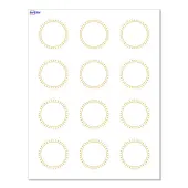 Avery® Print-To-The-Edge Labels With Sure Feed® Technology, S00-D1D-PRWMP10, Round, 2"", Matte White, Preprinted Gold Border with Gold Dots Design, Pac