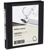 Office Depot® Brand Heavy-Duty View 3-Ring Binder, 1"" D-Rings, 49% Recycled, Black