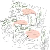 Barker Creek Color Me! Awards & Bookmarks Set, 8-1/2"" x 5-1/2"", Attendance, Set Of 90 Awards