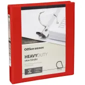 Office Depot® Brand Heavy-Duty View 3-Ring Binder, 1"" D-Rings, 49% Recycled, Red