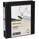 Office Depot® Brand Heavy-Duty View 3-Ring Binder, 1 1/2"" D-Rings, 49% Recycled, Black