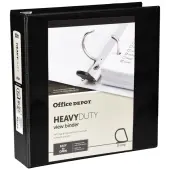 Office Depot® Brand Heavy-Duty View 3-Ring Binder, 2"" D-Rings, 49% Recycled, Black