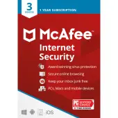 McAfee® Internet Security, For 3 Devices, Antivirus Software, 1-Year Subscription, Product Key