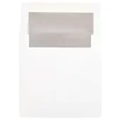 JAM Paper® Foil-Lined Invitation Envelopes, 6"" x 6"", Gummed Seal, Silver/White, Pack Of 25
