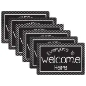 Ashley Smart Poly Computer Mouse Pad, 8"" x 10"", Everyone is Welcome Here Black/White Dots, Pack Of 6 Mouse Pads