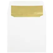 JAM Paper® Foil-Lined Invitation Envelopes, 6"" x 6"", Gummed Seal, Gold/White, Pack Of 25