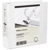 Office Depot® Brand Heavy-Duty View 3-Ring Binder, 3"" D-Rings, White
