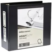Office Depot® Brand Heavy-Duty View 3-Ring Binder, 4"" D-Rings, Black