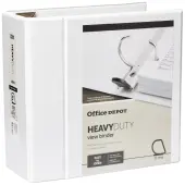 Office Depot® Brand Heavy-Duty View 3-Ring Binder, 5"" D-Rings, 49% Recycled, White